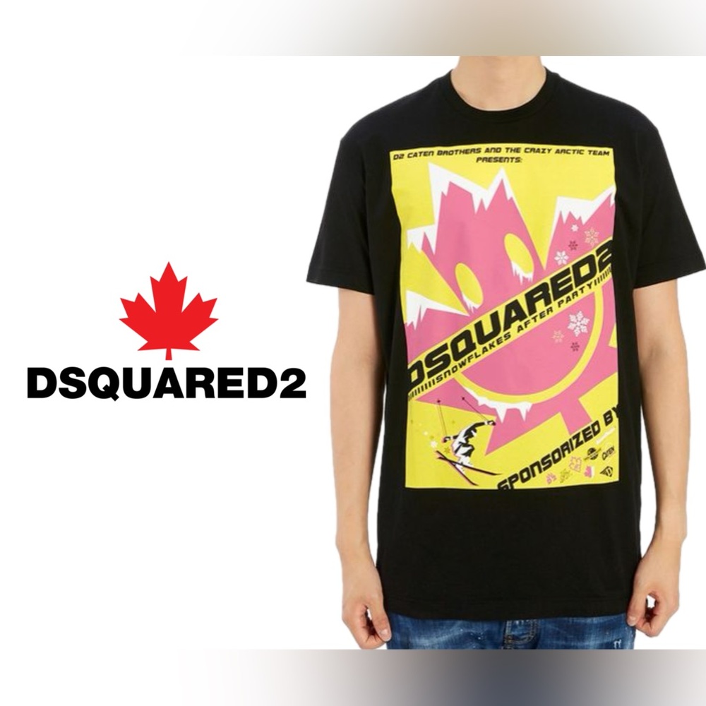 DSquared2 100% Cashmere Maple Leaf Graphic T-Shirt